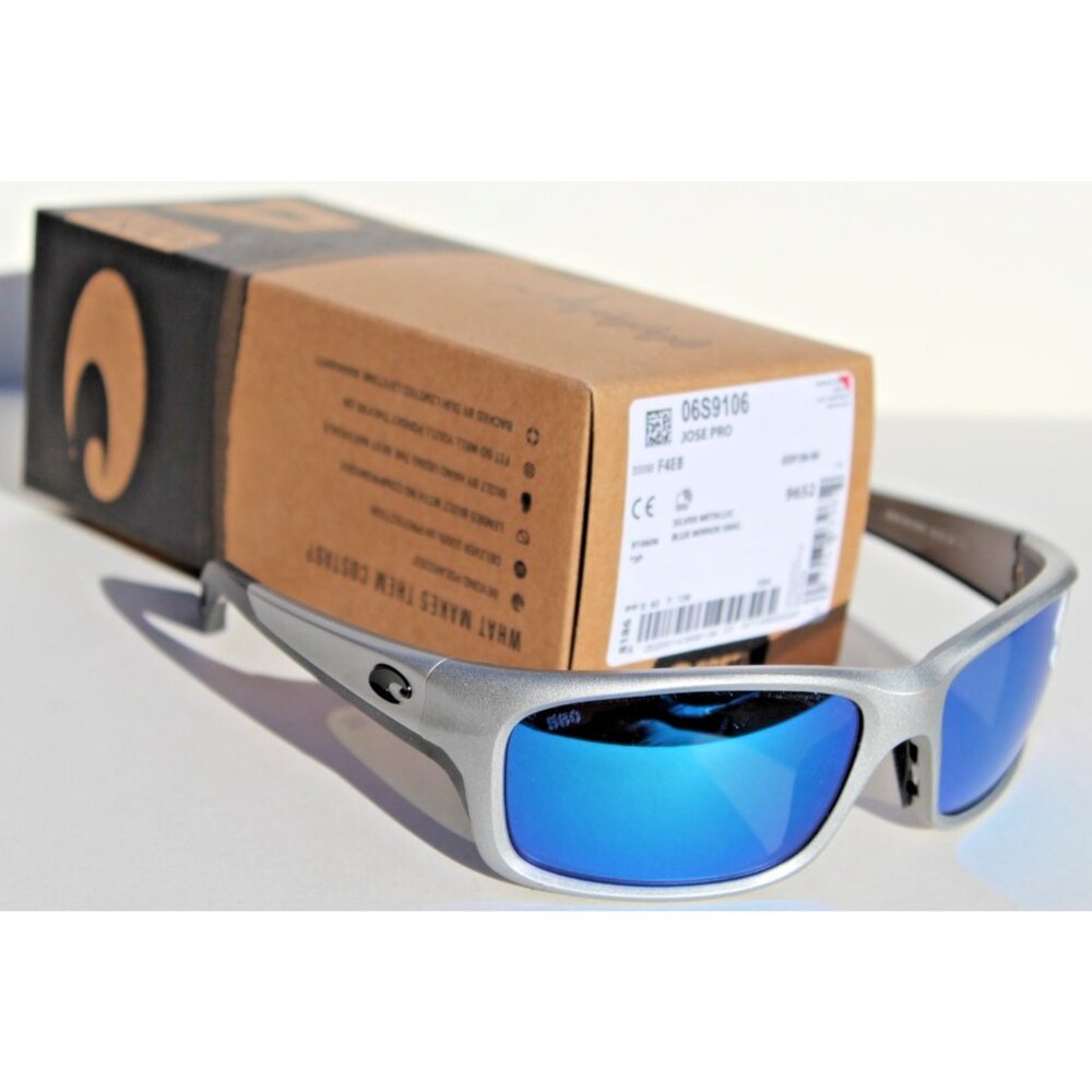 COSTA DEL MAR Jose PRO 580G POLARIZED Sunglasses Silver/Blue Mirror 580 NEW - Picture 2 of 10